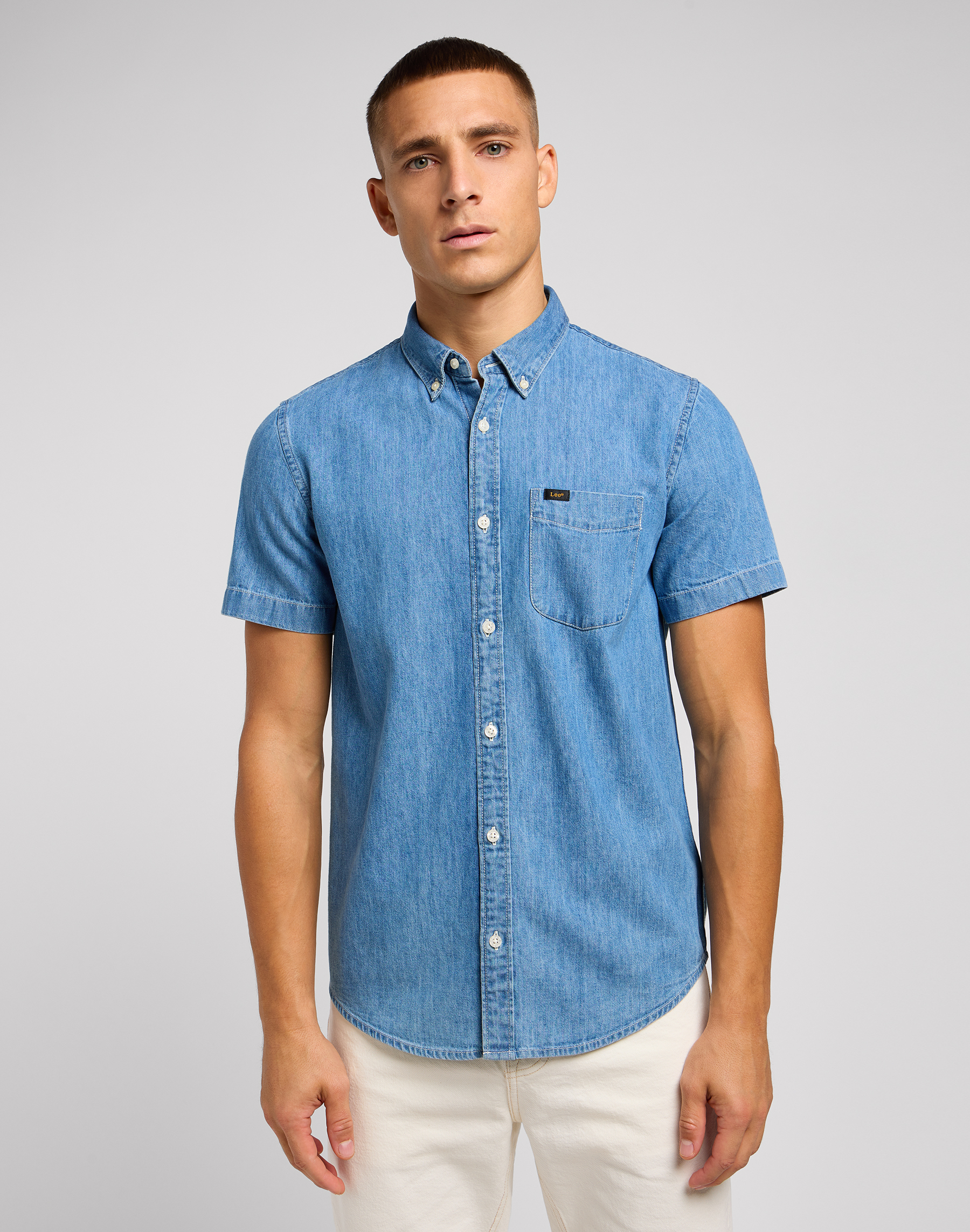 Levně Lee LEE BUTTON DOWN SS SHASTA BLUE